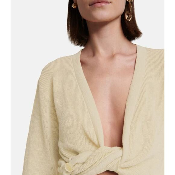 Jacquemus Le Gilet Nou Linen Knit Crop Top Beige - 34/US 2 - Picture 1 of 5